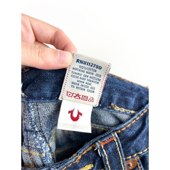 True Religion Y2K Joey Big T Rainbow 🌈 30 Embroidered Pocket Boot Cut Jeans m C - Picture 10 of 11